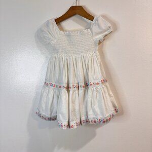 Rachel Zoe Girls Dress 3T Cotton Gauze Smocked Peasant Milkmaid Floral White
